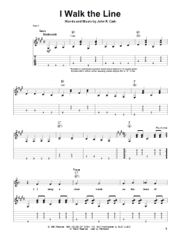 page one of I Walk The Line (Guitar Tab (Single Guitar))