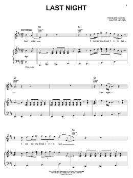 page one of Last Night (Piano, Vocal & Guitar Chords (Right-Hand Melody))