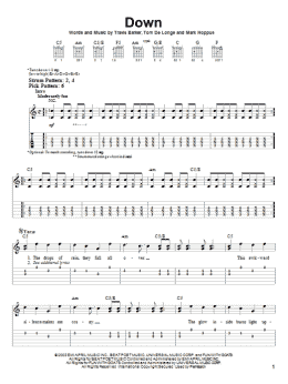 page one of Down (Easy Guitar Tab)