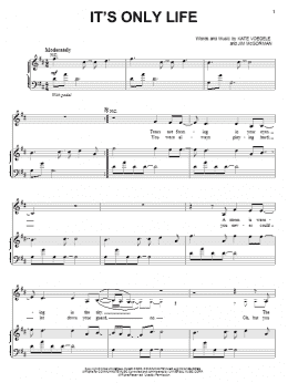 page one of It's Only Life (Piano, Vocal & Guitar Chords (Right-Hand Melody))