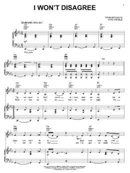 page one of I Won't Disagree (Piano, Vocal & Guitar Chords (Right-Hand Melody))