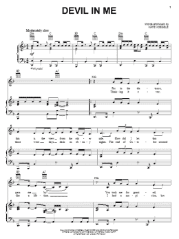 page one of Devil In Me (Piano, Vocal & Guitar Chords (Right-Hand Melody))