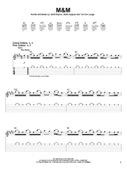 page one of M&M (Easy Guitar Tab)