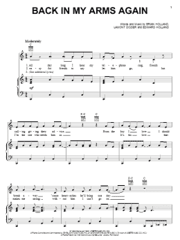 page one of Back In My Arms Again (Piano, Vocal & Guitar Chords (Right-Hand Melody))