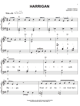 page one of Harrigan (Easy Piano)