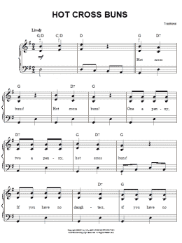 page one of Hot Cross Buns (Easy Piano)