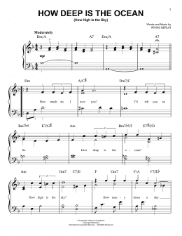 page one of How Deep Is The Ocean (How High Is The Sky) (Easy Piano)
