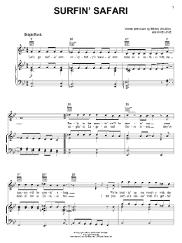 page one of Surfin' Safari (Piano, Vocal & Guitar Chords (Right-Hand Melody))