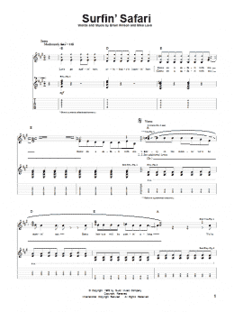 page one of Surfin' Safari (Guitar Tab)