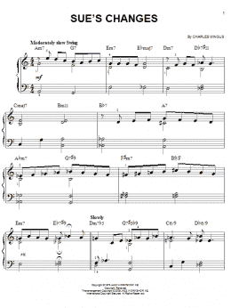 page one of Sue's Changes (Easy Piano)