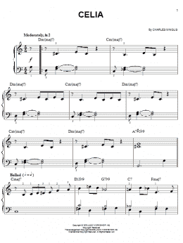 page one of Celia (Easy Piano)