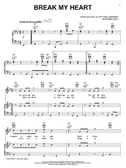 page one of Break My Heart (Piano, Vocal & Guitar Chords (Right-Hand Melody))