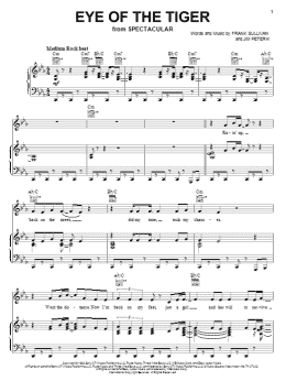 page one of Eye Of The Tiger (Piano, Vocal & Guitar Chords (Right-Hand Melody))