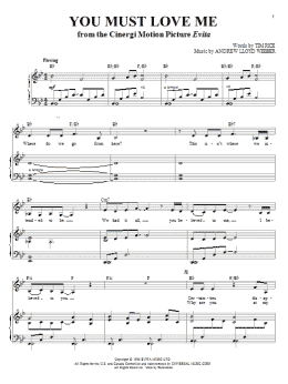 page one of You Must Love Me (Piano & Vocal)
