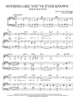 page one of Nothing Like You've Ever Known (from Song And Dance) (Piano & Vocal)