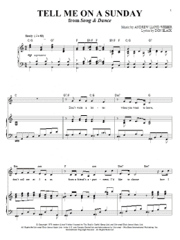page one of Tell Me On A Sunday (Piano & Vocal)