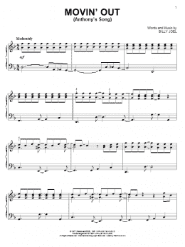 page one of Movin' Out (Anthony's Song) (Piano Solo)