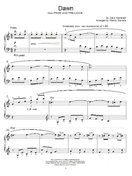 page one of Dawn (from Pride And Prejudice) (arr. Wendy Stevens) (Educational Piano)