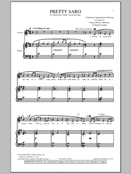 page one of Pretty Saro (3-Part Treble Choir)