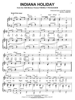 page one of Indiana Holiday (Piano, Vocal & Guitar Chords (Right-Hand Melody))