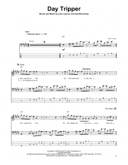 page one of Day Tripper (Bass Guitar Tab)