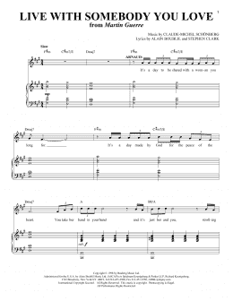 page one of Live With Somebody You Love (from Martin Guerre) (Piano & Vocal)