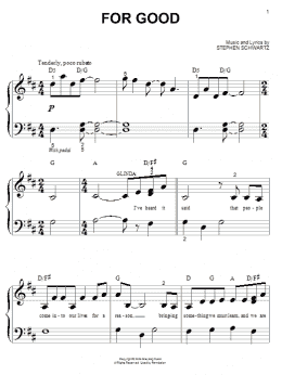 page one of For Good (from Wicked) (Big Note Piano)