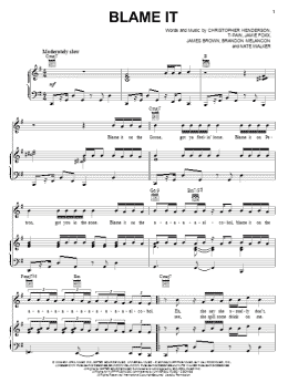 page one of Blame It (Piano, Vocal & Guitar Chords (Right-Hand Melody))