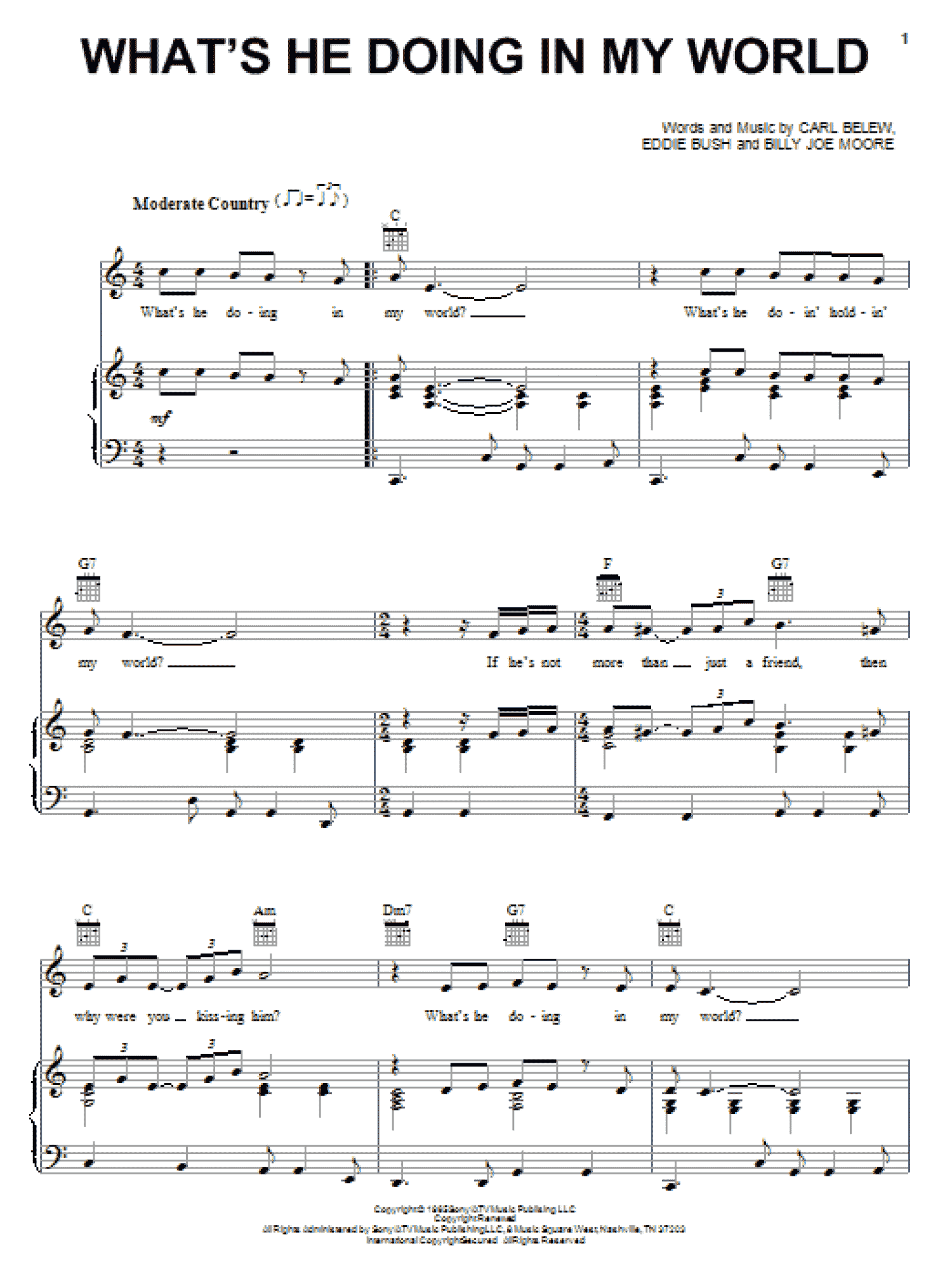 What's He Doing In My World (Piano, Vocal & Guitar Chords (Right-Hand Melody))