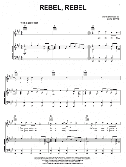 page one of Rebel, Rebel (Piano, Vocal & Guitar Chords (Right-Hand Melody))
