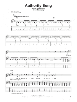 page one of Authority Song (Guitar Tab (Single Guitar))