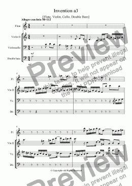 page one of Invention a3 [Flute, Violin, Cello, Double Bass]