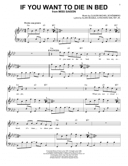 page one of If You Want To Die In Bed (from Miss Saigon) (Piano & Vocal)