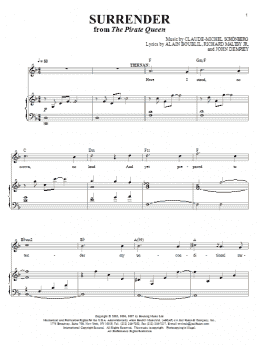 page one of Surrender (from The Pirate Queen) (Piano & Vocal)