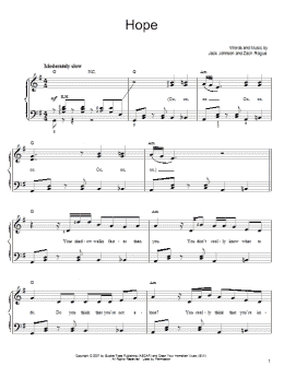 page one of Hope (Easy Piano)
