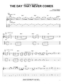 page one of The Day That Never Comes (Easy Guitar Tab)