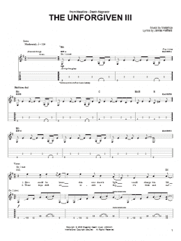 page one of The Unforgiven III (Easy Guitar Tab)