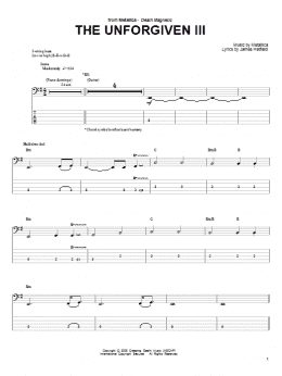 page one of The Unforgiven III (Bass Guitar Tab)