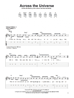 page one of Across The Universe (Easy Guitar Tab)