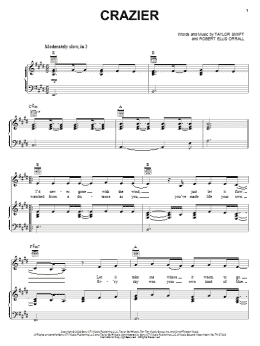 page one of Crazier (Piano, Vocal & Guitar Chords (Right-Hand Melody))