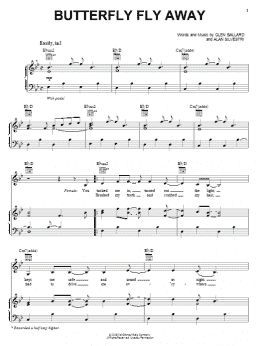 page one of Butterfly Fly Away (Piano, Vocal & Guitar Chords (Right-Hand Melody))