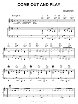 page one of Come Out And Play (Piano, Vocal & Guitar Chords (Right-Hand Melody))