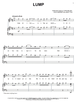 page one of Lump (Piano, Vocal & Guitar Chords (Right-Hand Melody))