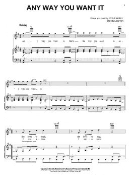 page one of Any Way You Want It (Piano, Vocal & Guitar Chords (Right-Hand Melody))