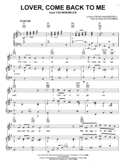 page one of Lover, Come Back To Me (Piano, Vocal & Guitar Chords (Right-Hand Melody))