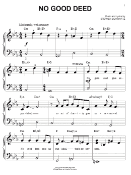 page one of No Good Deed (from Wicked) (Big Note Piano)