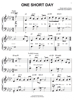 page one of One Short Day (from Wicked) (Big Note Piano)