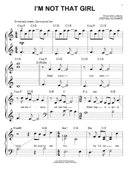 page one of I'm Not That Girl (from Wicked) (Big Note Piano)