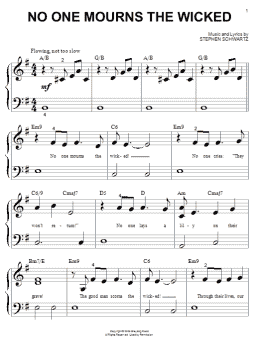 page one of No One Mourns The Wicked (from Wicked) (Big Note Piano)