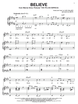 page one of Believe (from The Polar Express) (Piano & Vocal)